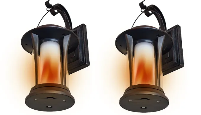 2 Pack: EcoThink 155034 Solar LED Flame Lantern - Ships Same/Next Day!