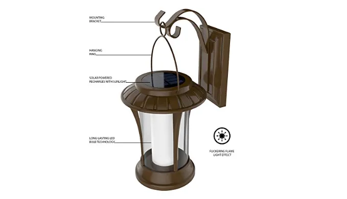 2 Pack: EcoThink 155034 Solar LED Flame Lantern - Ships Same/Next Day!