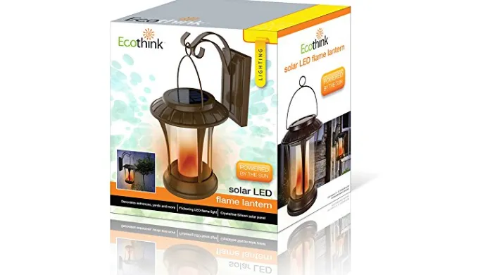 2 Pack: EcoThink 155034 Solar LED Flame Lantern - Ships Same/Next Day!