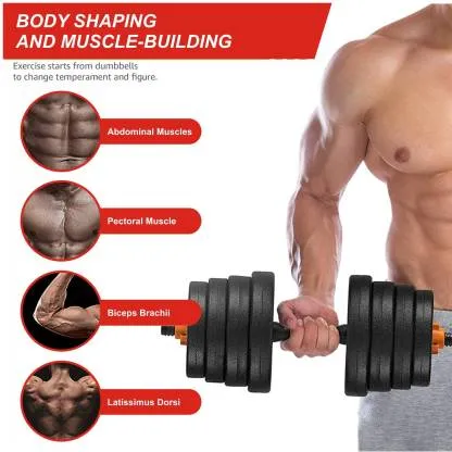 20 kg PVC-DM Combo16 (3kg X 4 Plates   2kg X 4 Plates) Home Gym Adjustable Dumbbell (20 kg)