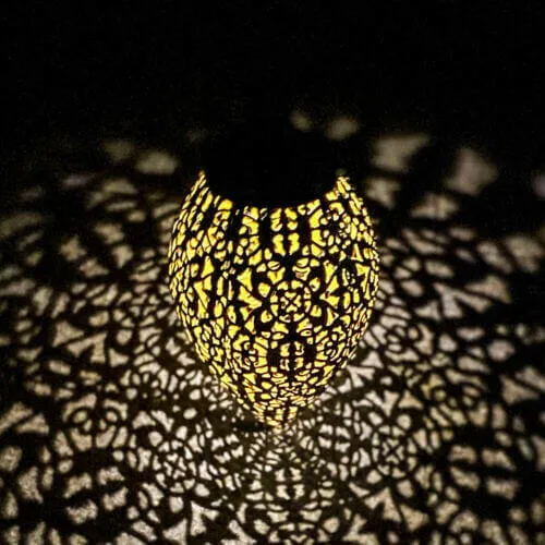 2Pcs Solar LED Hanging Lantern Lights Metal Garden Patio Decor Lights