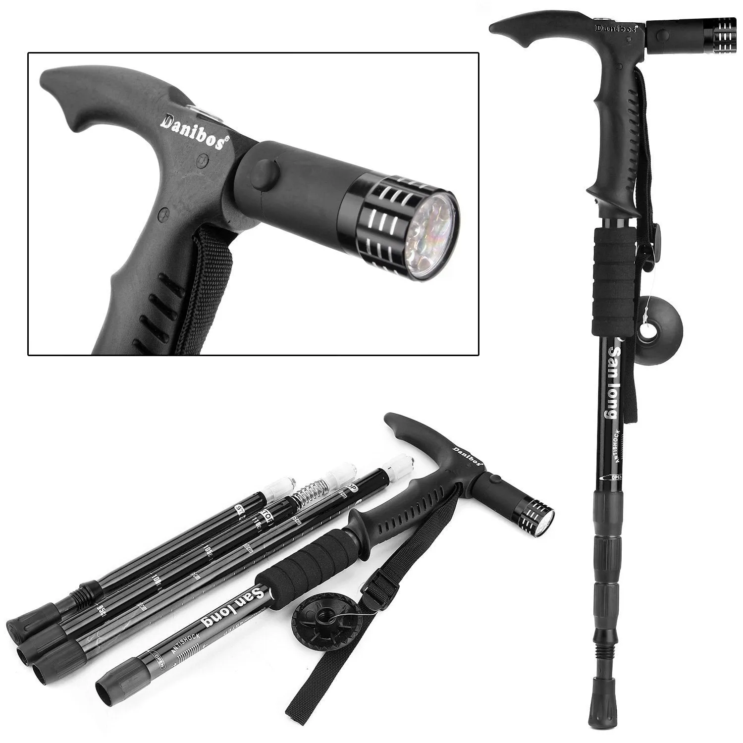 2x Hiking Trekking Poles Walking Stick Aluminium Camping Adjustable Anti Shock