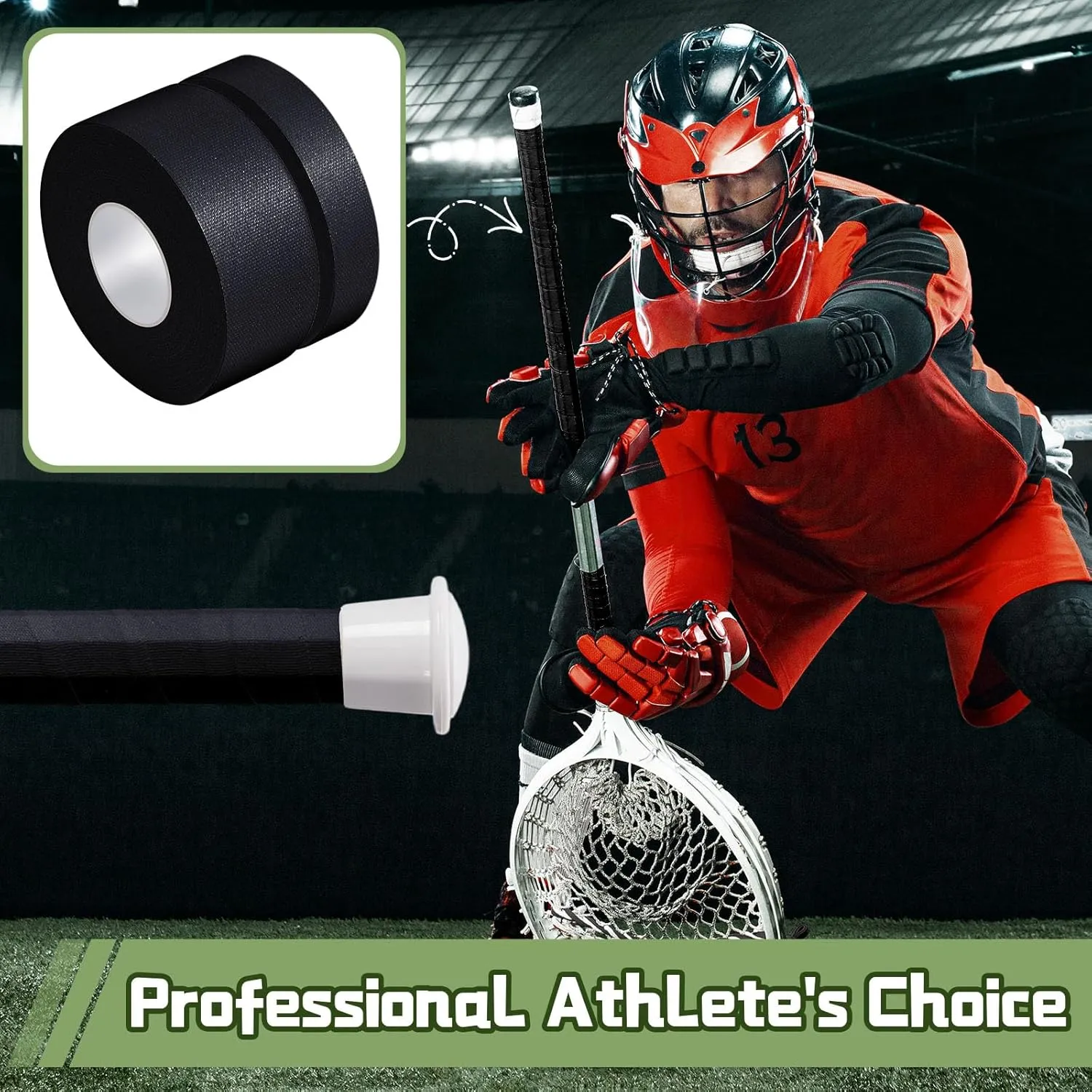 30 ft Lacrosse Stick Tape 1 Inch 1/2 Inch Non-precut Cotton Sweat Absorbent Bat Grip Tape for Lacrosse Baseball Bats