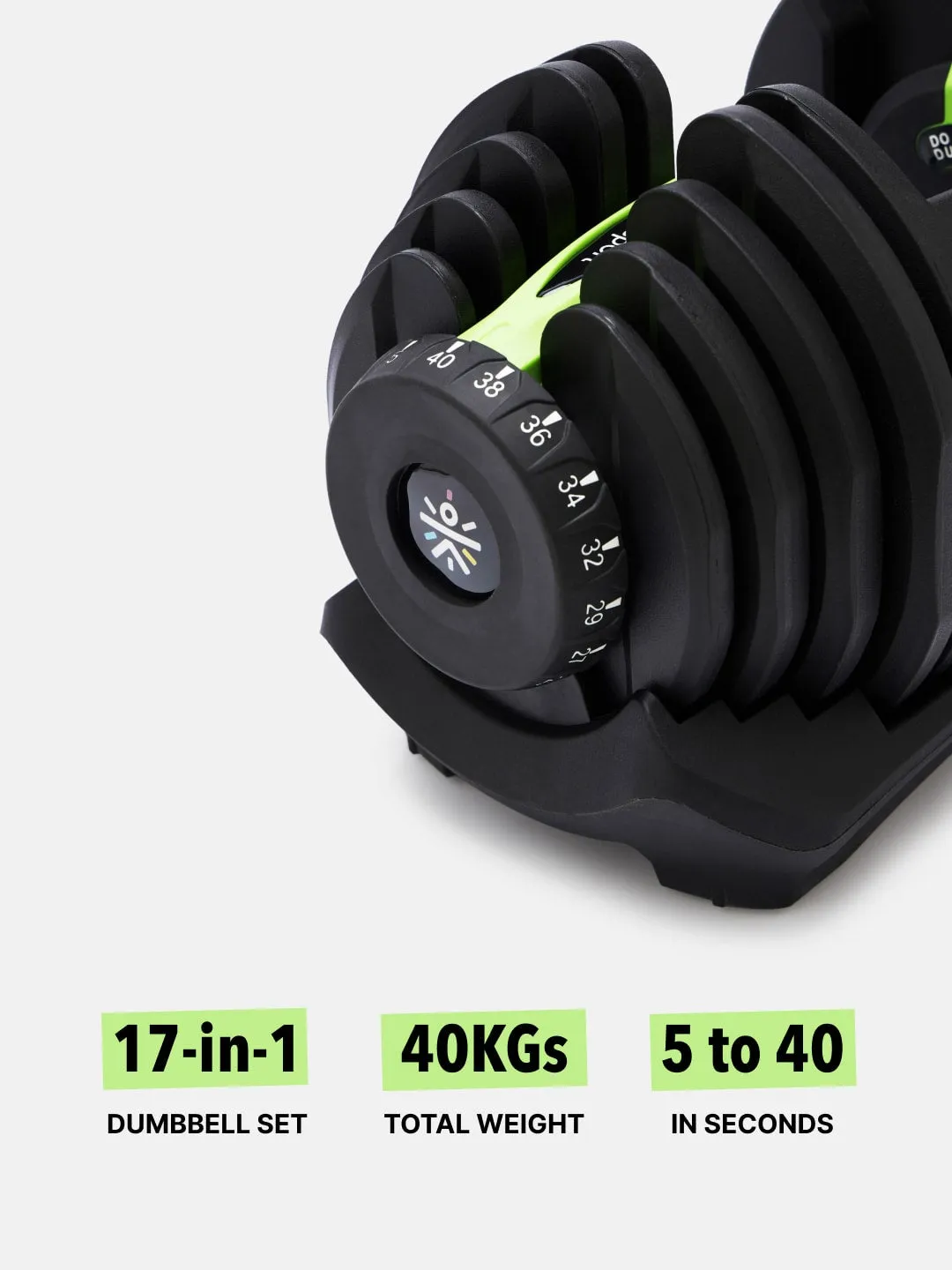 40x2 Kg Compact Adjustable Dumbbells (5 Kg to 40 Kg), Easy Weight Change: 17-in-1 (Pair of 2 - 40Kg adjustable Dumbbells) (6 Months extended Warranty only on Cultsport.com)