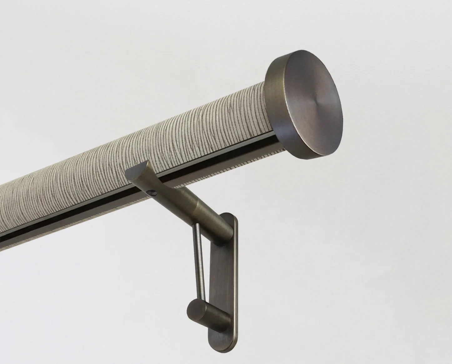 50mm dia. wrapped and tracked shale curtain pole set with mini disc finials