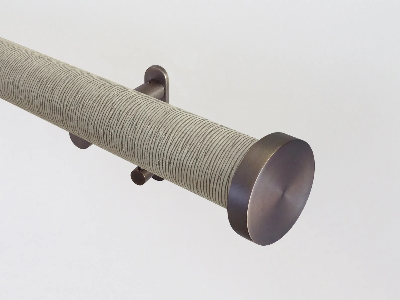 50mm dia. wrapped and tracked shale curtain pole set with mini disc finials