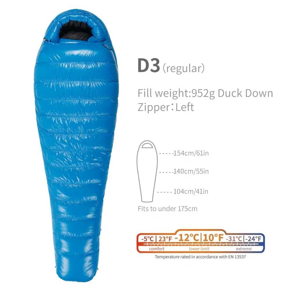 AEGISMAX D3 -12 Degree 650FP Duck Down Sleeping Bag Ultralight Outdoor Camping Hiking Sleeping Bag
