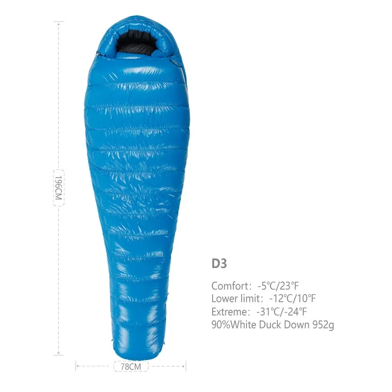 AEGISMAX D3 -12 Degree 650FP Duck Down Sleeping Bag Ultralight Outdoor Camping Hiking Sleeping Bag