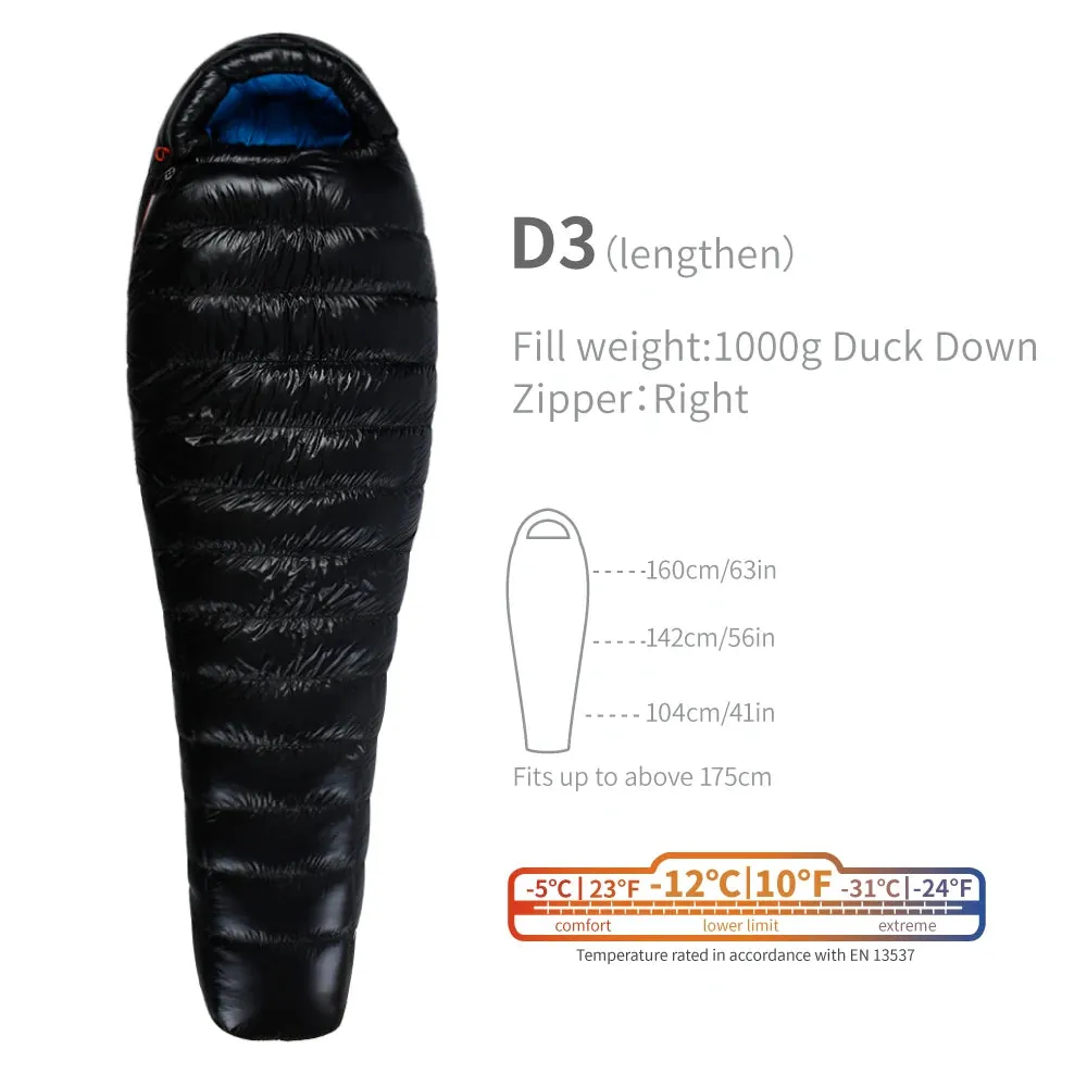 AEGISMAX D3 -12 Degree 650FP Duck Down Sleeping Bag Ultralight Outdoor Camping Hiking Sleeping Bag