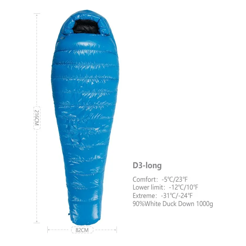 AEGISMAX D3 -12 Degree 650FP Duck Down Sleeping Bag Ultralight Outdoor Camping Hiking Sleeping Bag