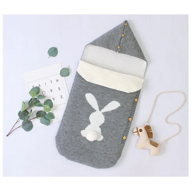 Baby Sleeping Bag Rabbit Plush Tail Button Newborn Sleeping Bag Anti-kick Warm Baby Newborn Sleeping Bag