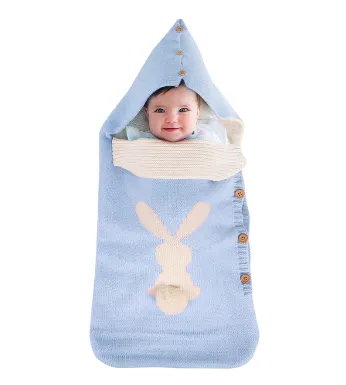 Baby Sleeping Bag Rabbit Plush Tail Button Newborn Sleeping Bag Anti-kick Warm Baby Newborn Sleeping Bag