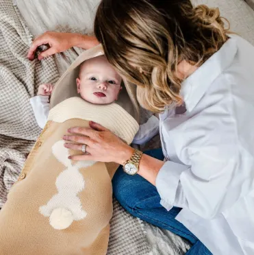 Baby Sleeping Bag Rabbit Plush Tail Button Newborn Sleeping Bag Anti-kick Warm Baby Newborn Sleeping Bag
