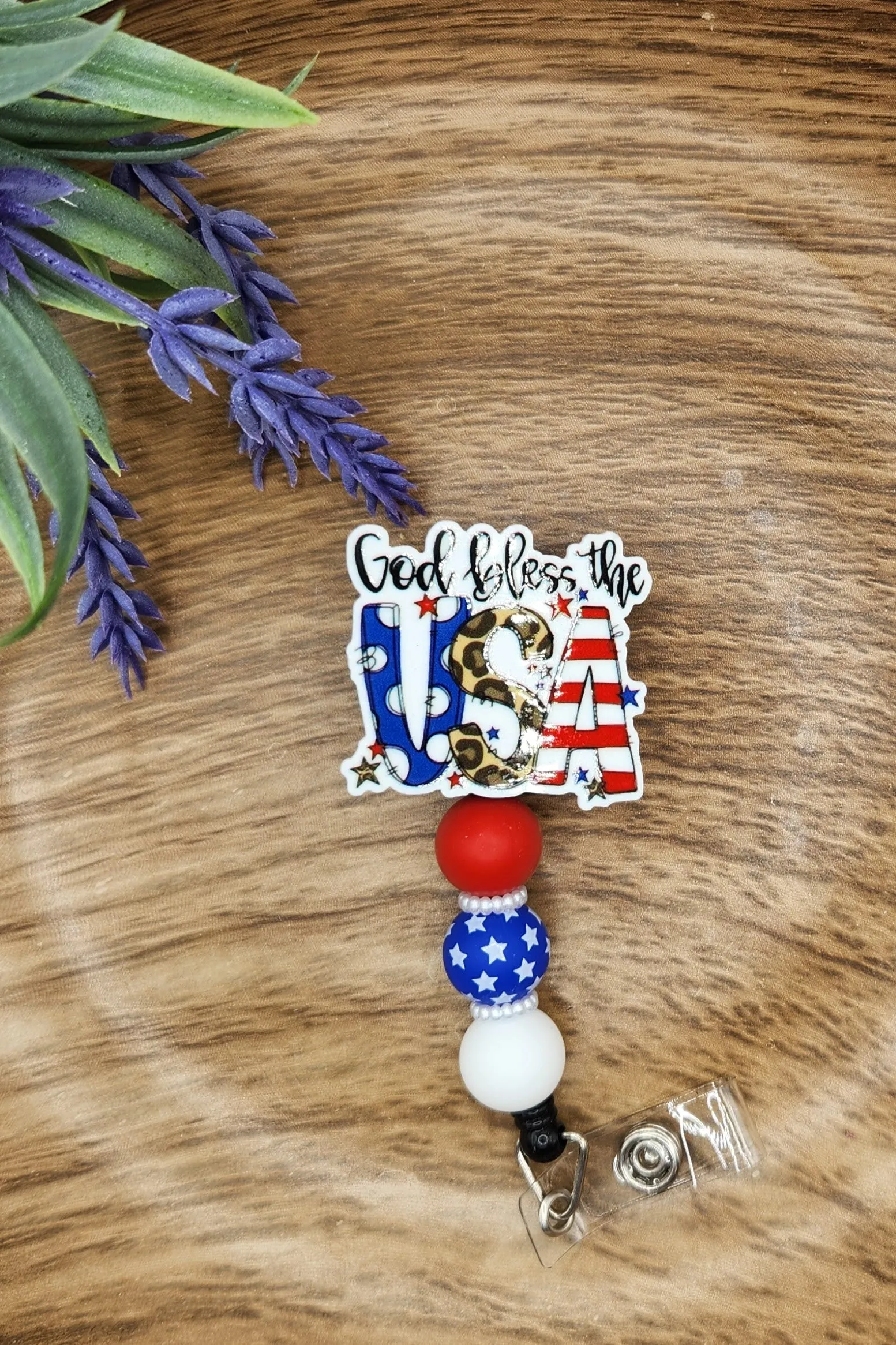 Badge Reel-God Bless the USA