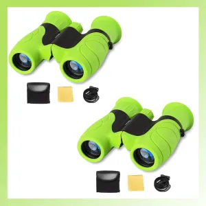 Binoculars Kids x 2 Pack High-Resolution 8 x 21 Optics Compact Size Outdoor Camping, Travel, Spy Games, Hiking, Bird Watching, Adventure, Education, Wildlife (Green - 2 Pack)