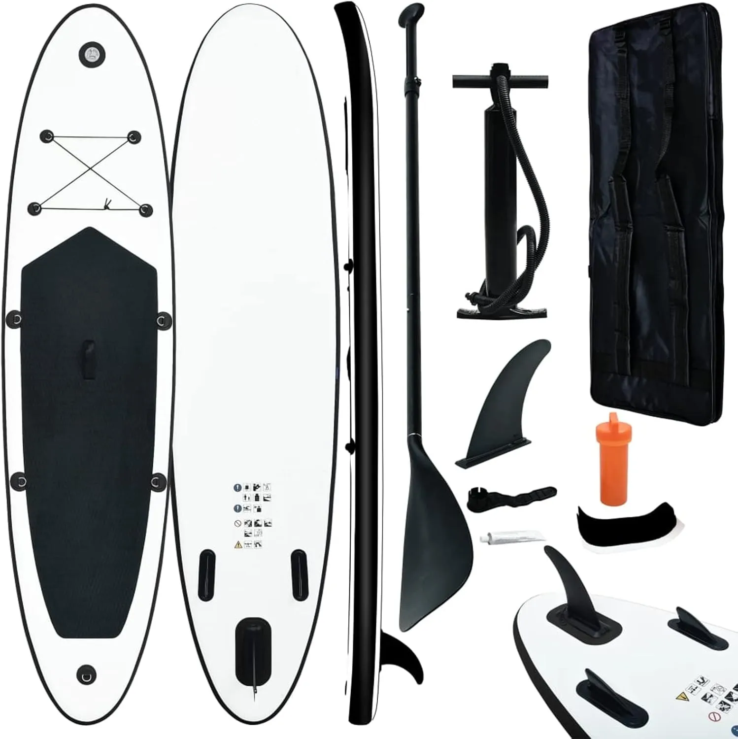 Black and White Inflatable Paddle Board Set Paddle Board Surfing Paddle Board