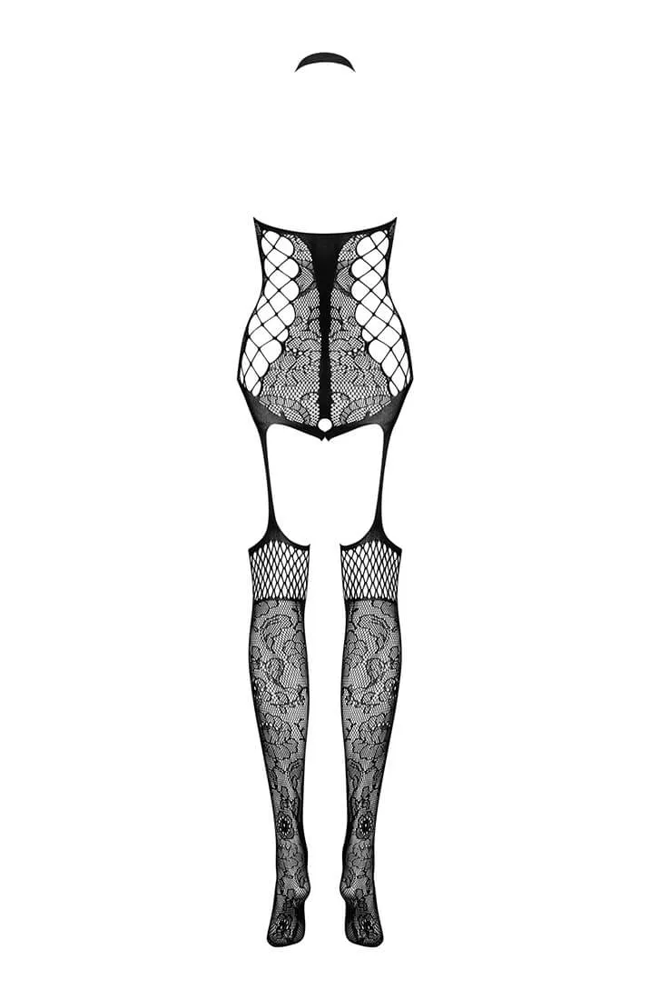Black crotchless suspender bodystocking - Art of Allure