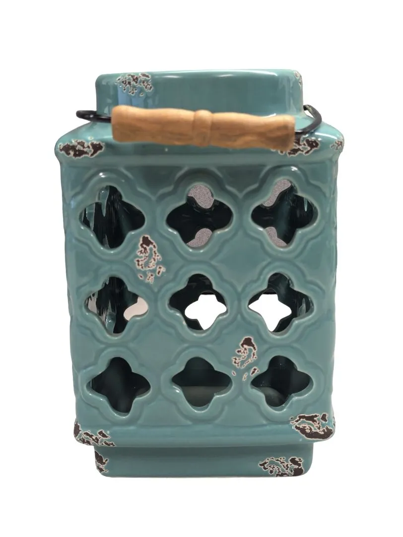 Blue Ceramic Solar Lantern