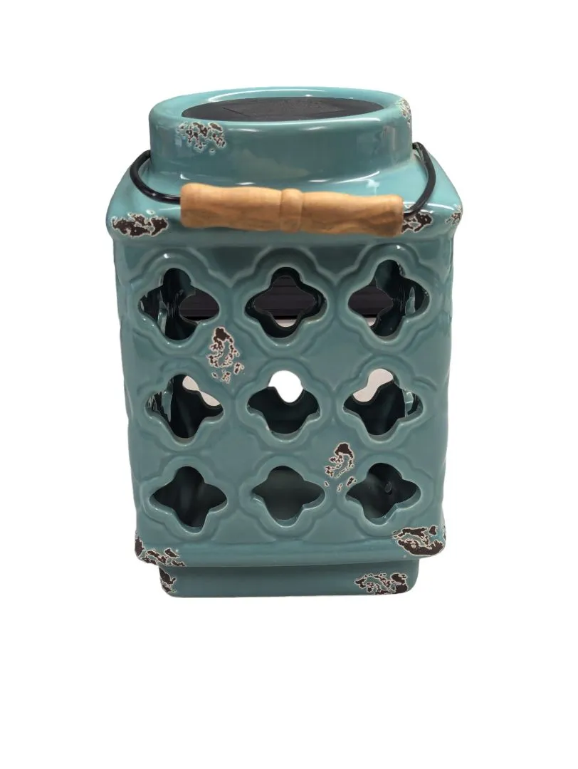 Blue Ceramic Solar Lantern