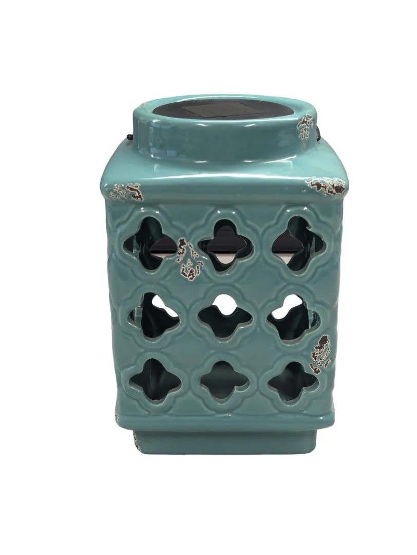 Blue Ceramic Solar Lantern