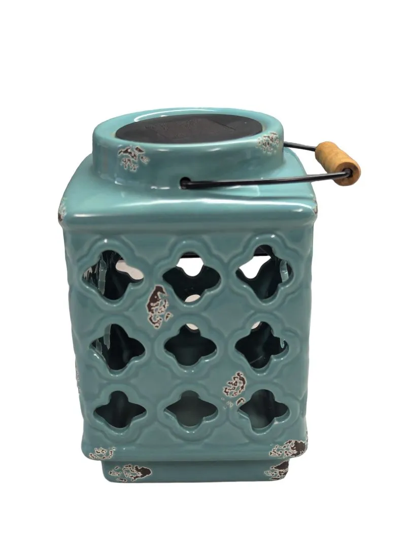 Blue Ceramic Solar Lantern