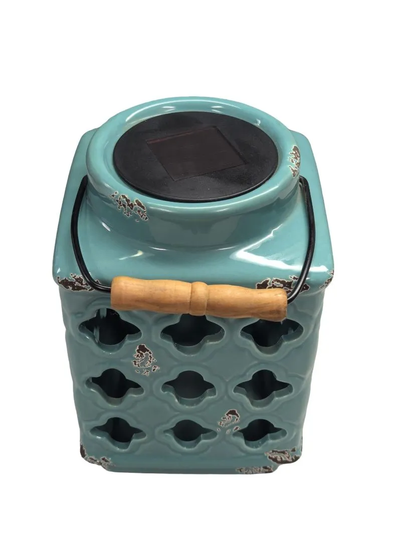 Blue Ceramic Solar Lantern