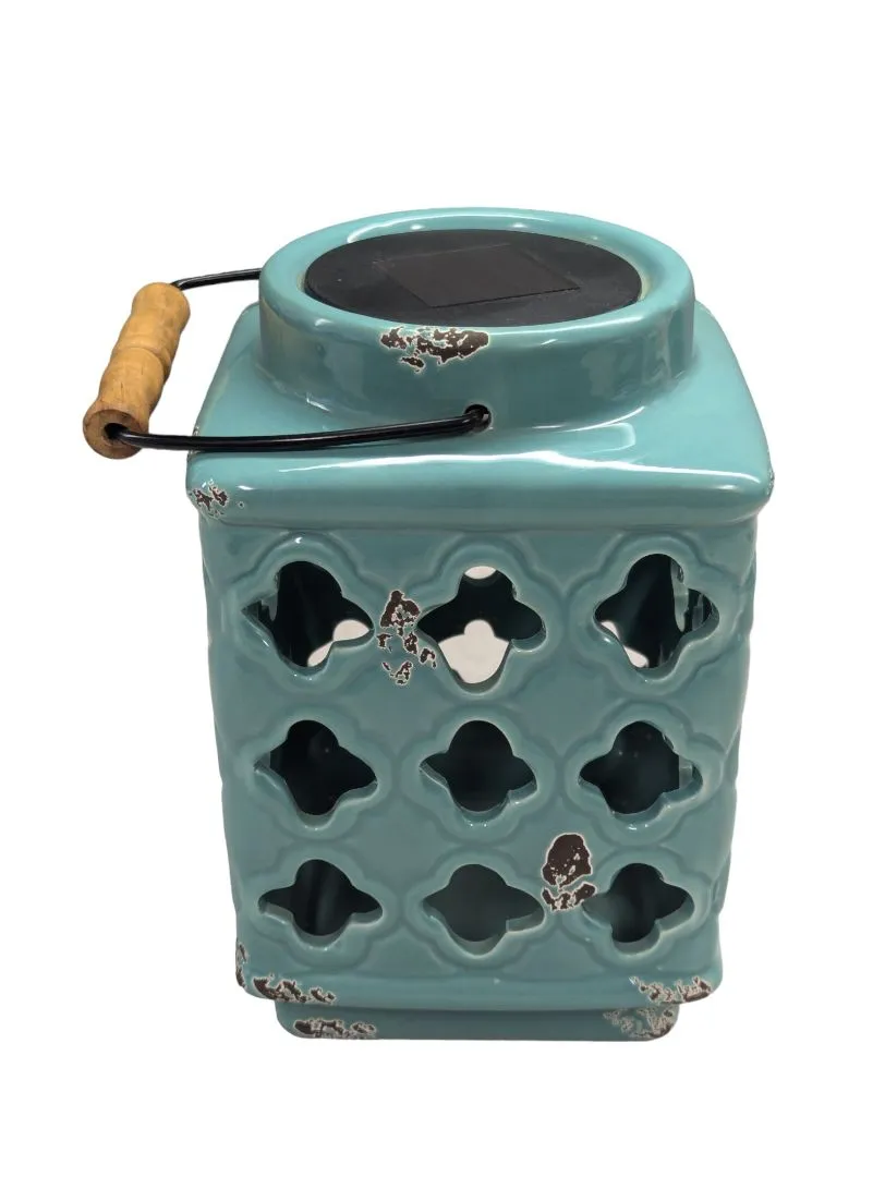 Blue Ceramic Solar Lantern