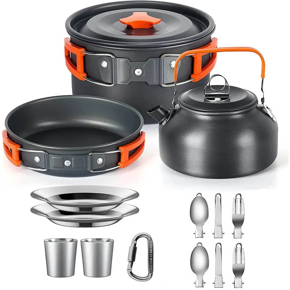Camping Outdoor Aluminum Lightweight Equipment Camping Cookware Kit For Traveling