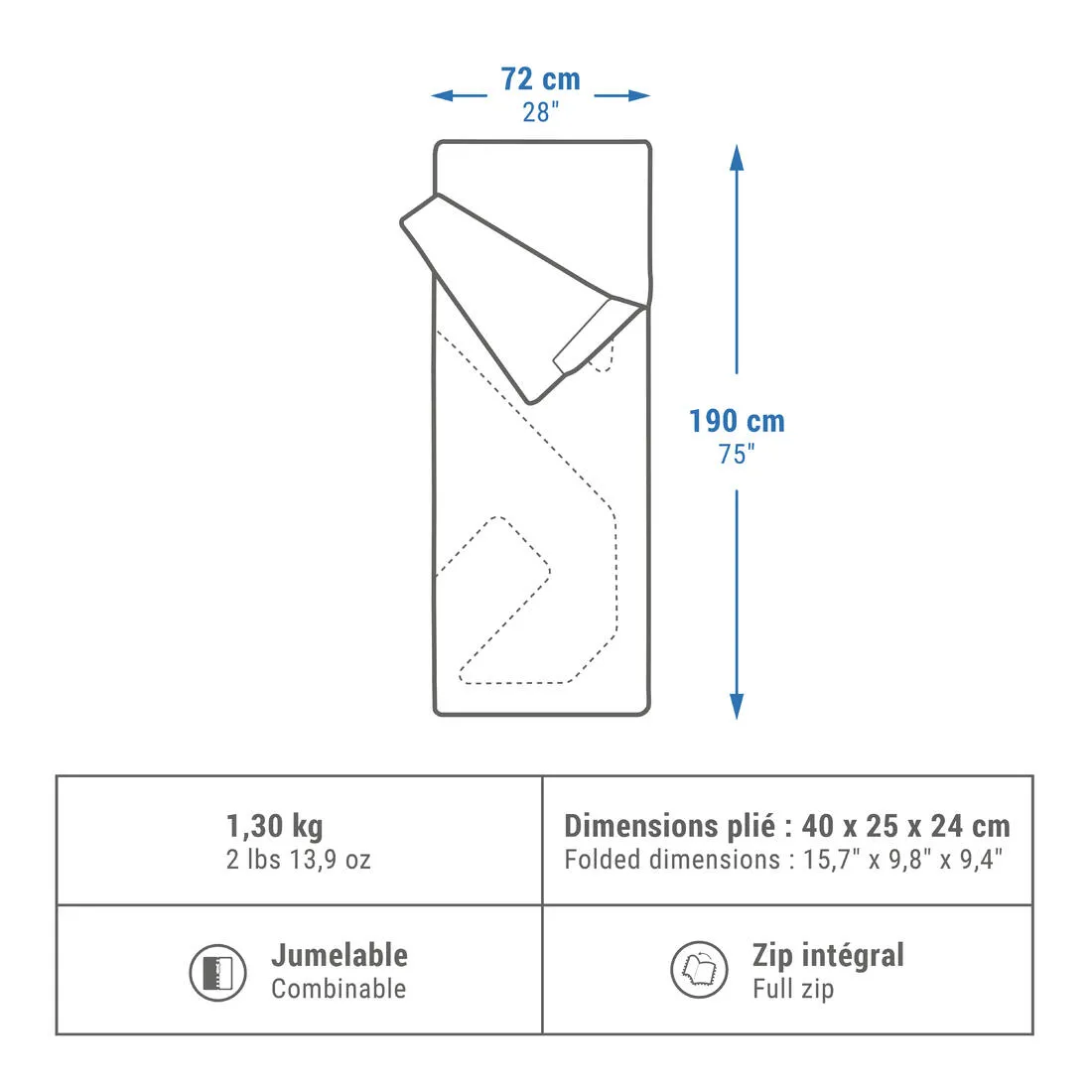 Camping Sleeping Bag 15° - Arpenaz