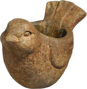 Classic Home and Garden Cement Buddies Indoor/Outdoor Planter with Drainage Hole, Bird, Rust Brown, Small, 6"