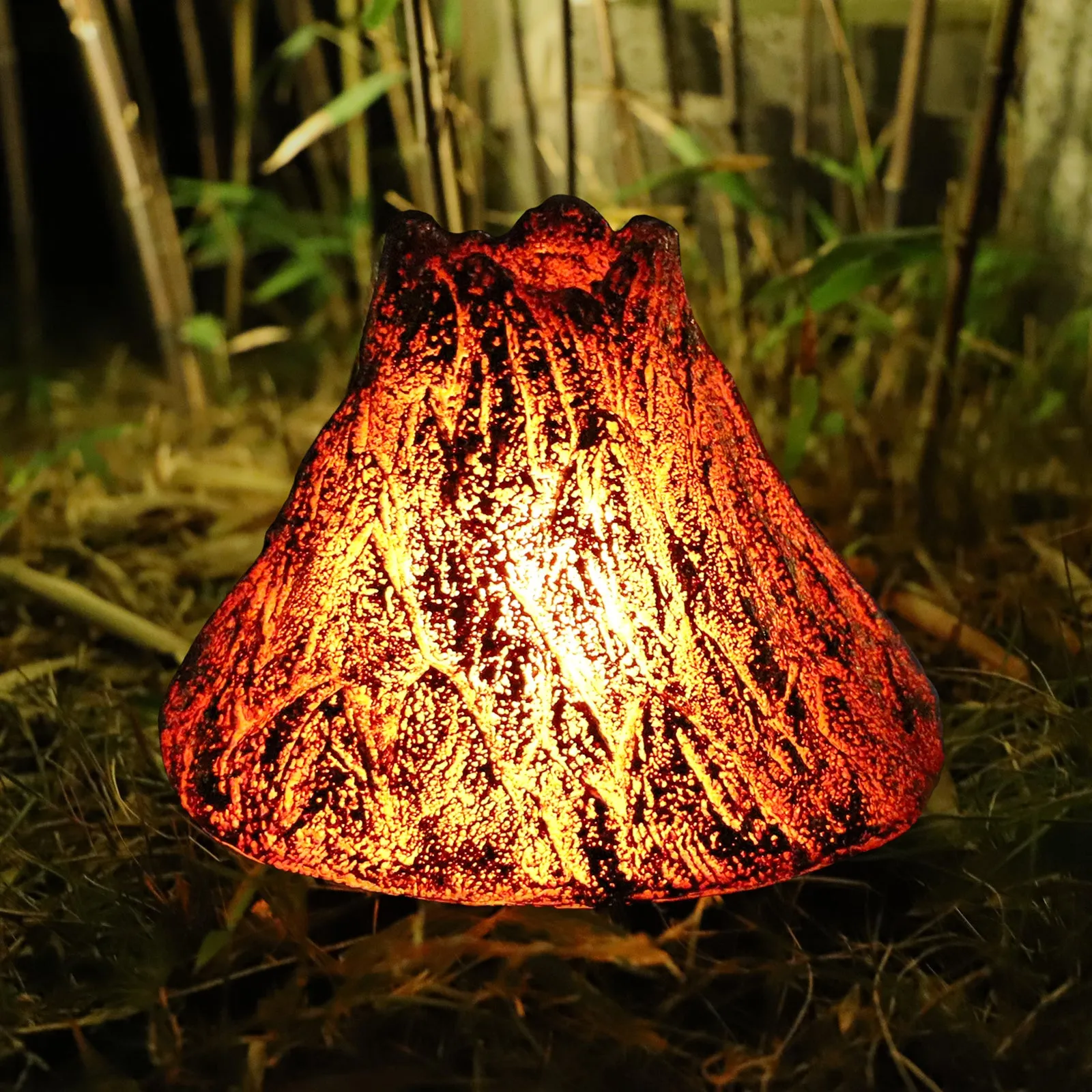 Classic Volcano Lantern Solar Lights With Flickering Flames, Waterproof Landscape Light