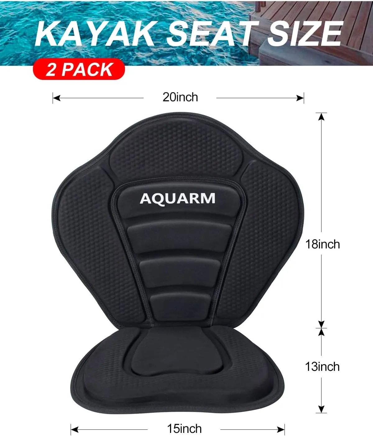 Deluxe Padded Kayak Seat with Adjustable Backrest - Universal Fit for Canoe, Fishing Boat & More