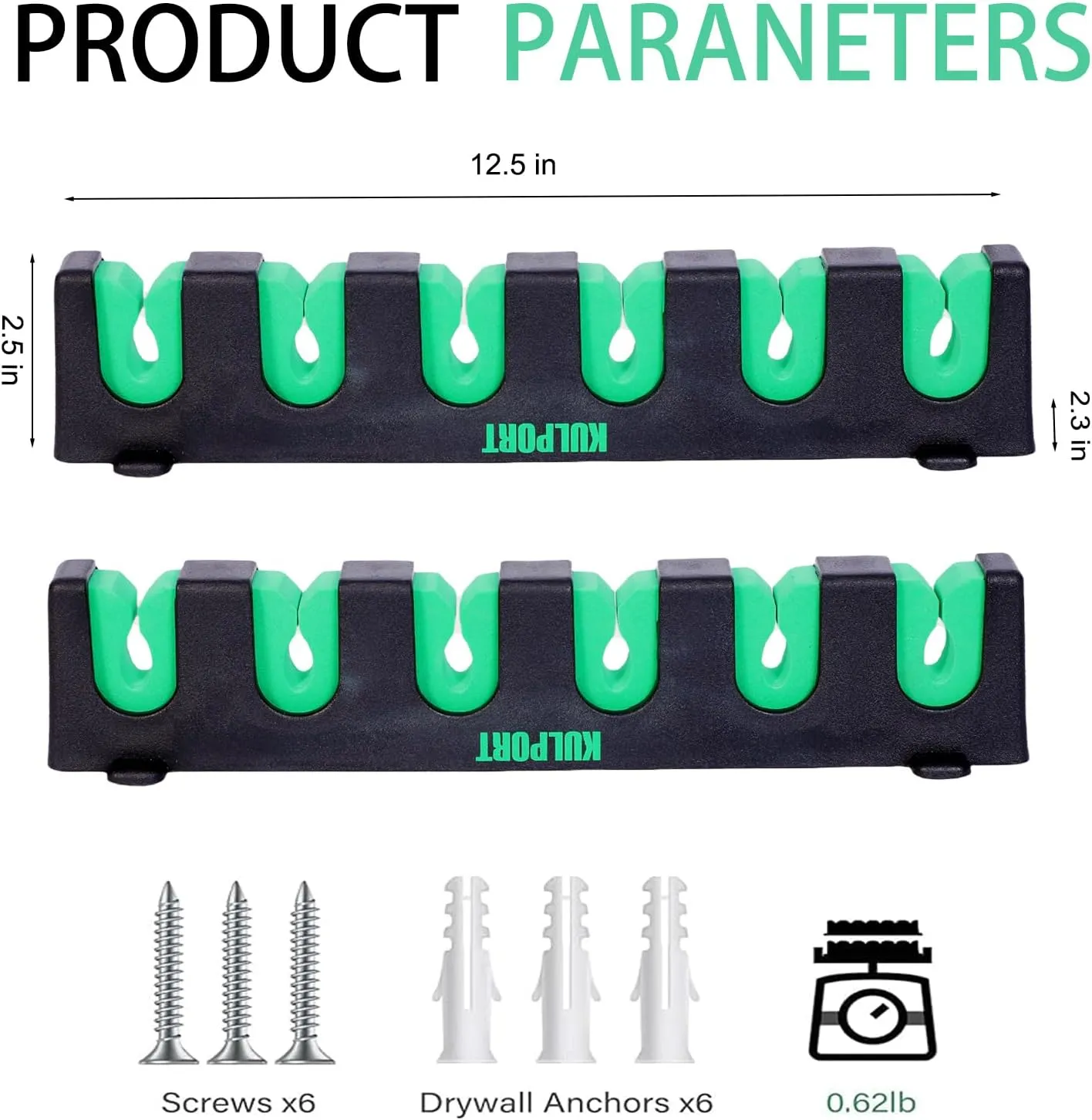 Fishing Rod Rack Holders Wall-Mounted Fishing Pole Holder & Rack, Fishing Pole Holders for Garage & Boat 6-Rod Storage Racks(Horizontal Green, 2 Pair)