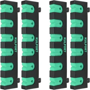 Fishing Rod Rack Holders Wall-Mounted Fishing Pole Holder & Rack, Fishing Pole Holders for Garage & Boat 6-Rod Storage Racks(Horizontal Green, 2 Pair)