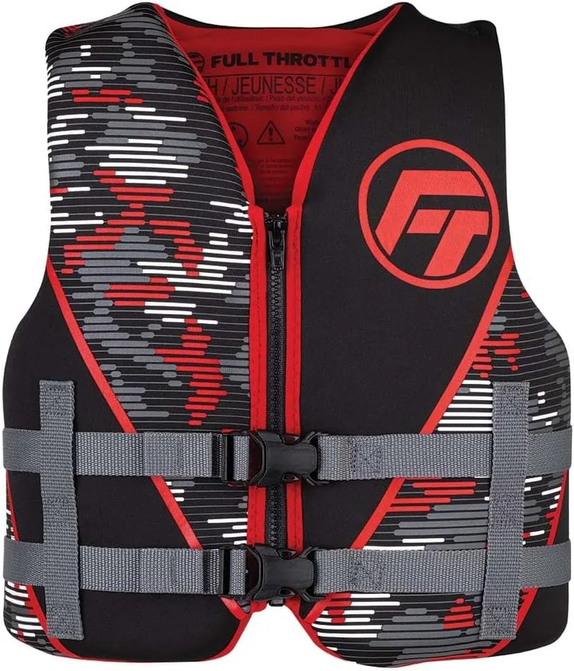Full Throttle Youth Rapid Dry Neoprene Life Jacket, Red
