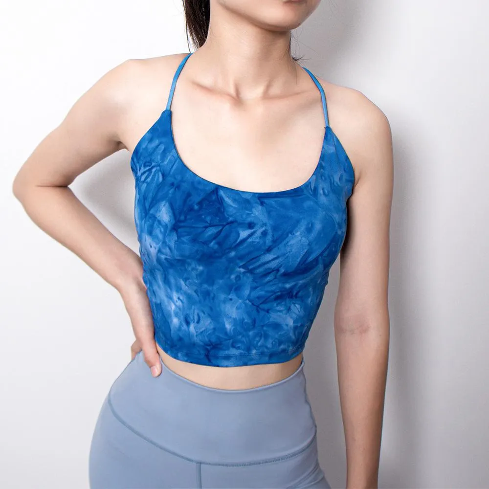 Hand-dyed sexy big backless women's one-piece fitness sports bra yoga
