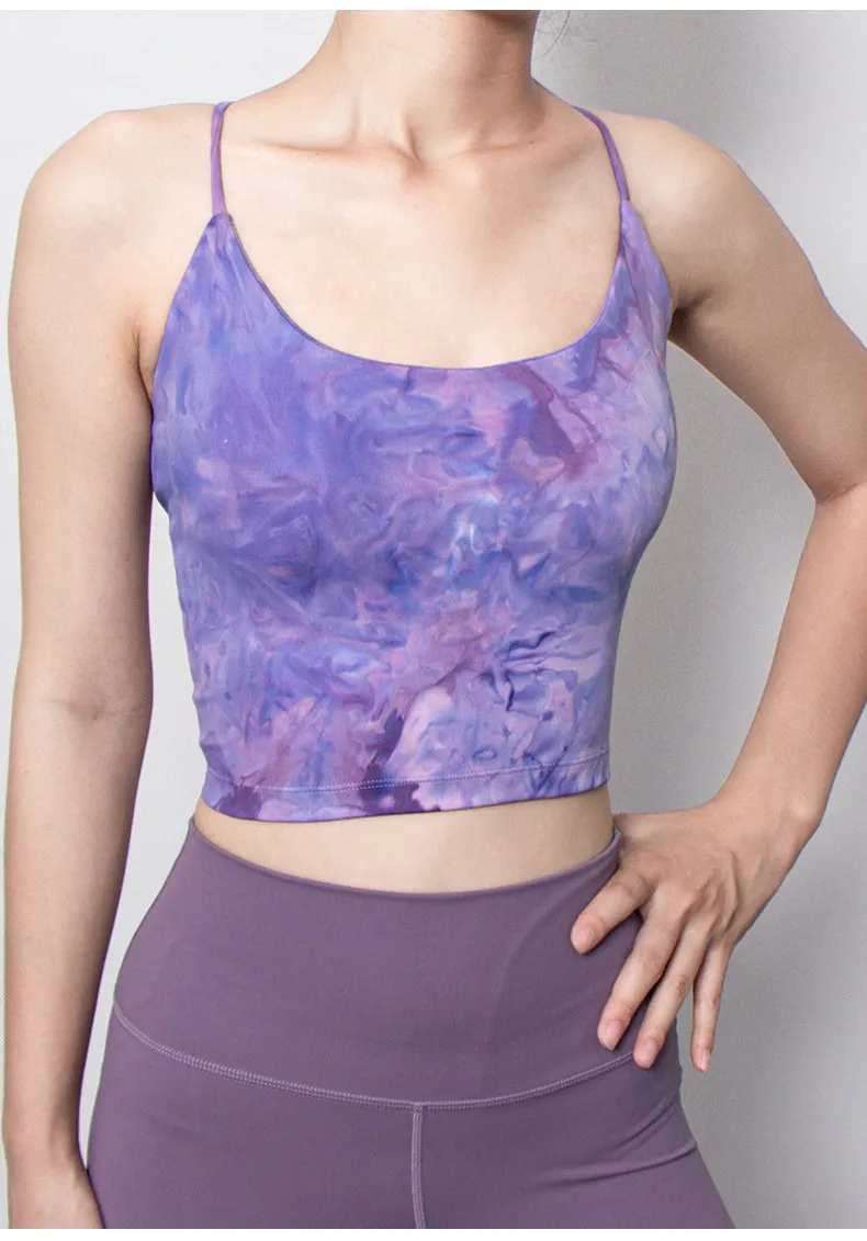 Hand-dyed sexy big backless women's one-piece fitness sports bra yoga