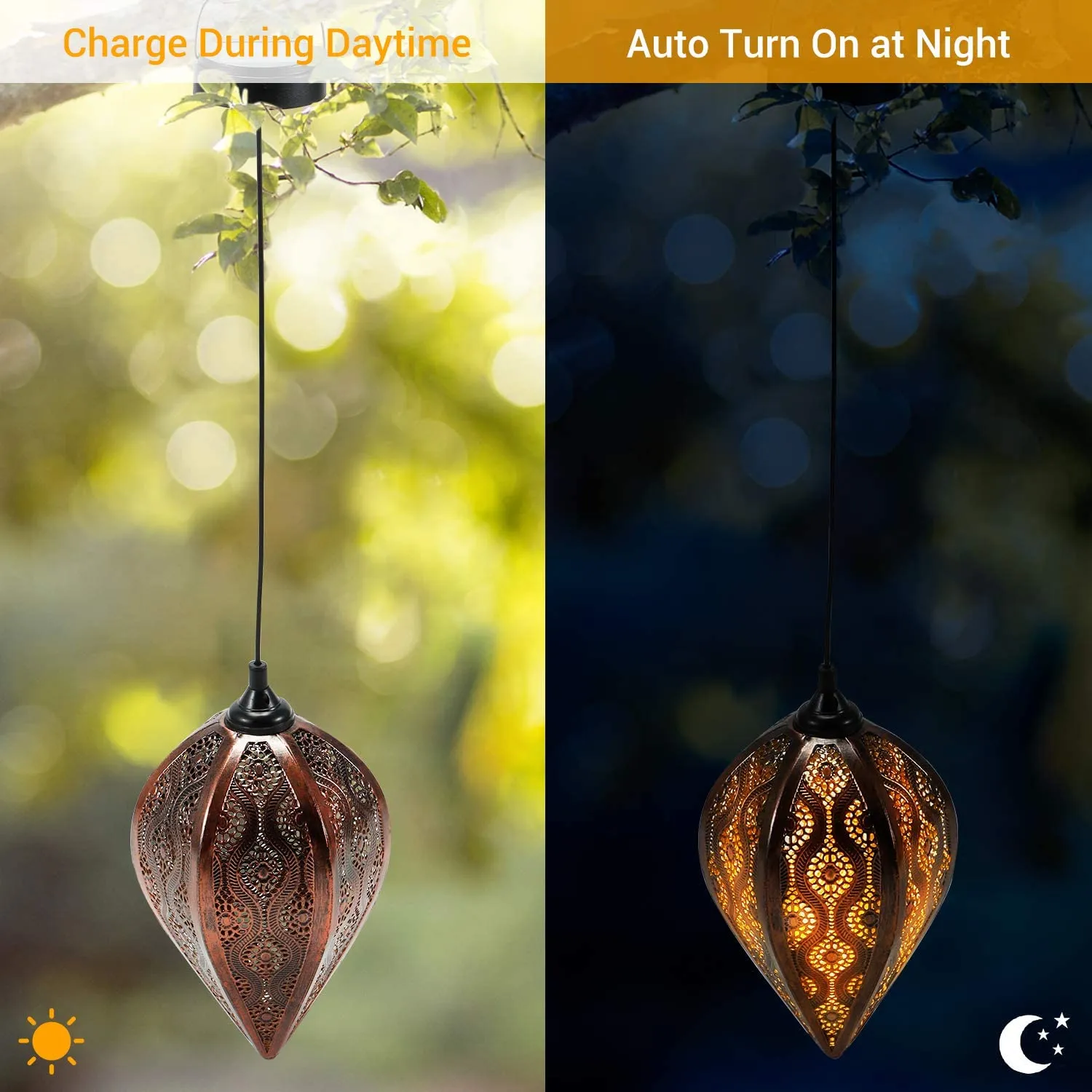 Hanging Solar Lanterns, 2 Pack Garden Outdoor