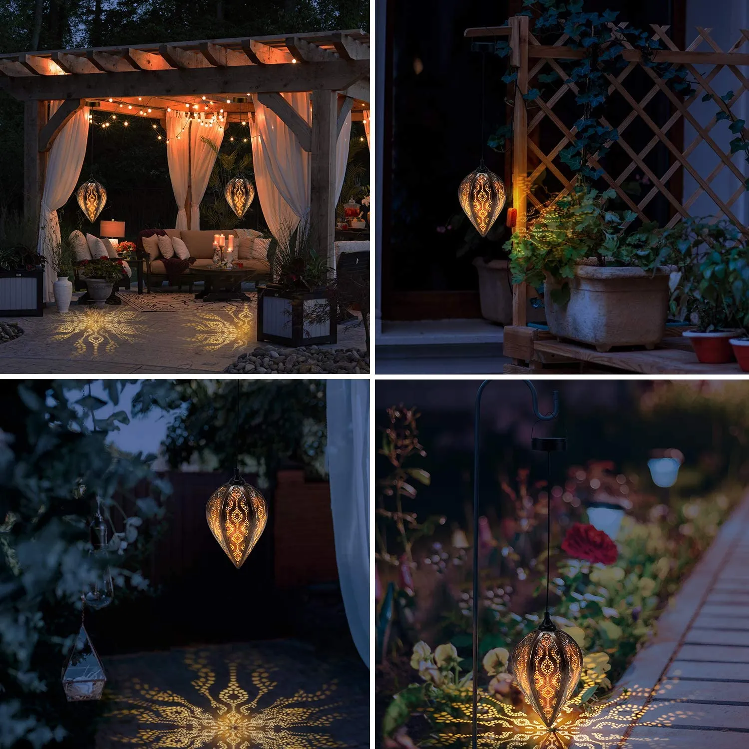 Hanging Solar Lanterns, 2 Pack Garden Outdoor