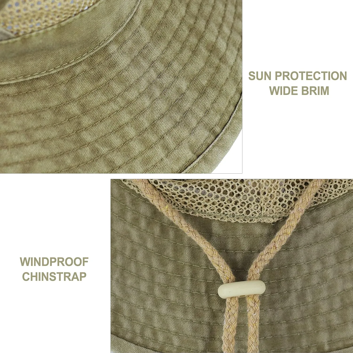 Koreshion Men Sun Hat Sun Protection Wide Brim Fishing Hat Breathable Cotton Summer Hat Foldable Boonie Cap