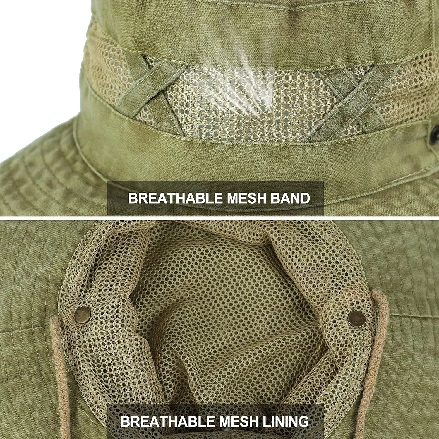 Koreshion Men Sun Hat Sun Protection Wide Brim Fishing Hat Breathable Cotton Summer Hat Foldable Boonie Cap
