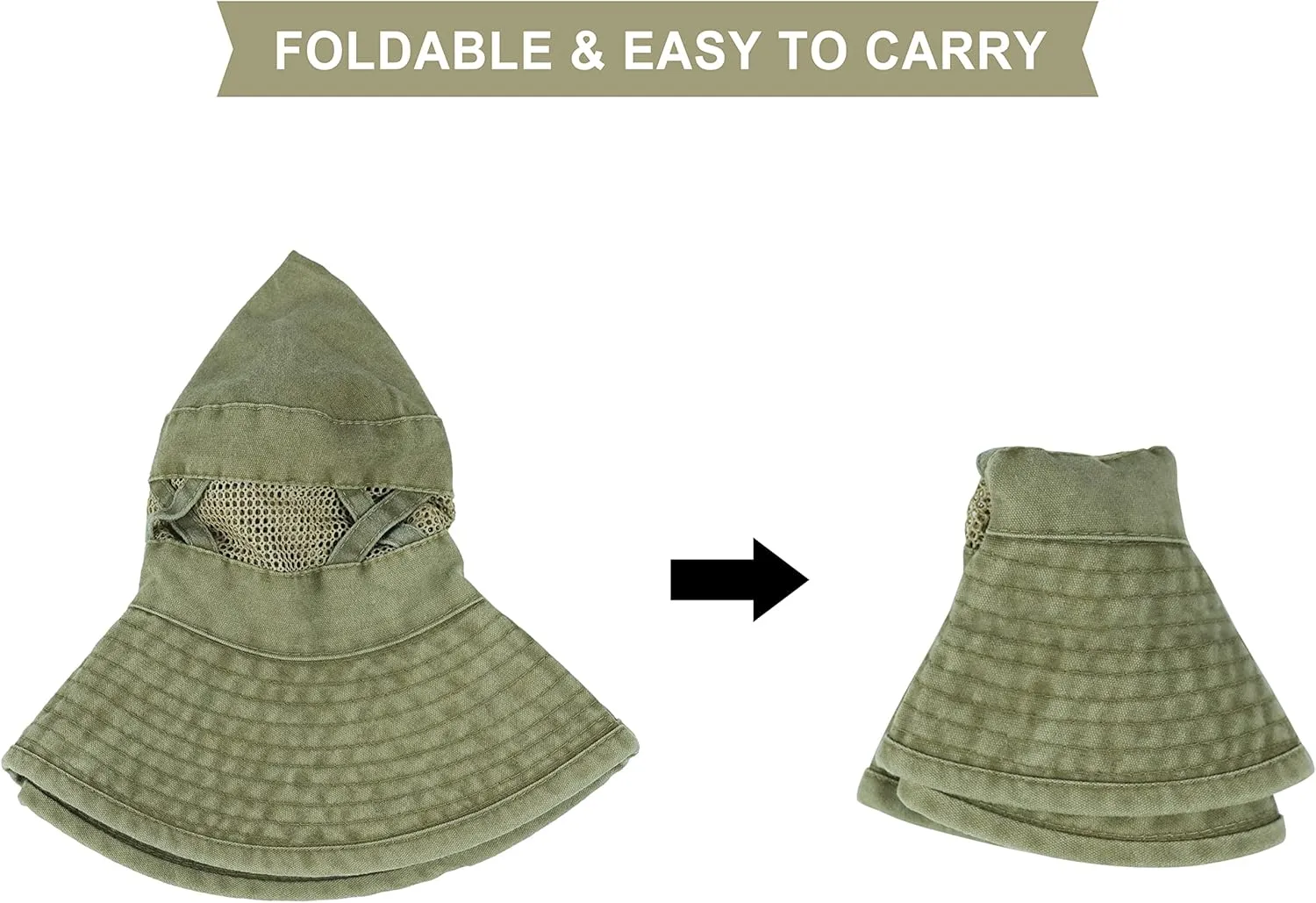Koreshion Men Sun Hat Sun Protection Wide Brim Fishing Hat Breathable Cotton Summer Hat Foldable Boonie Cap