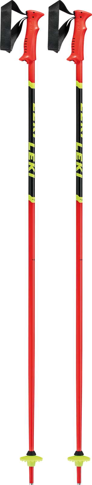Leki Kids Ski Poles Red Yellow & Black - 2023