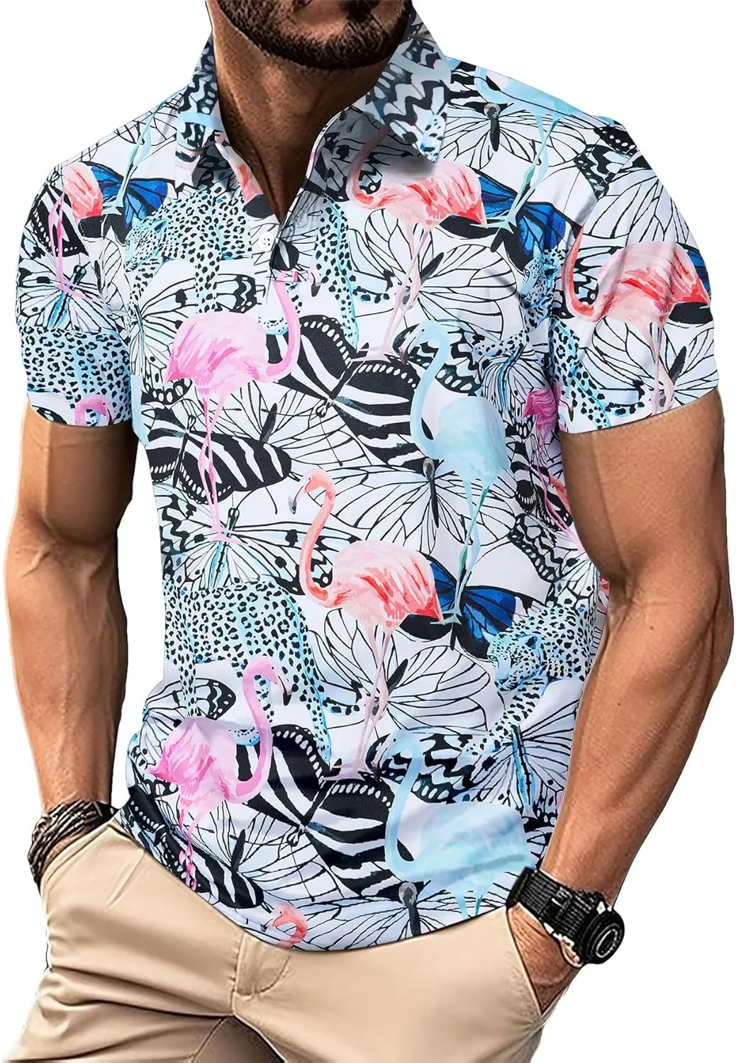 M MOTEEPI Men's Fashion Polo Shirts Short Sleeve Casual Lightweight Collar Slim Fit Golf Shirts T Shirts