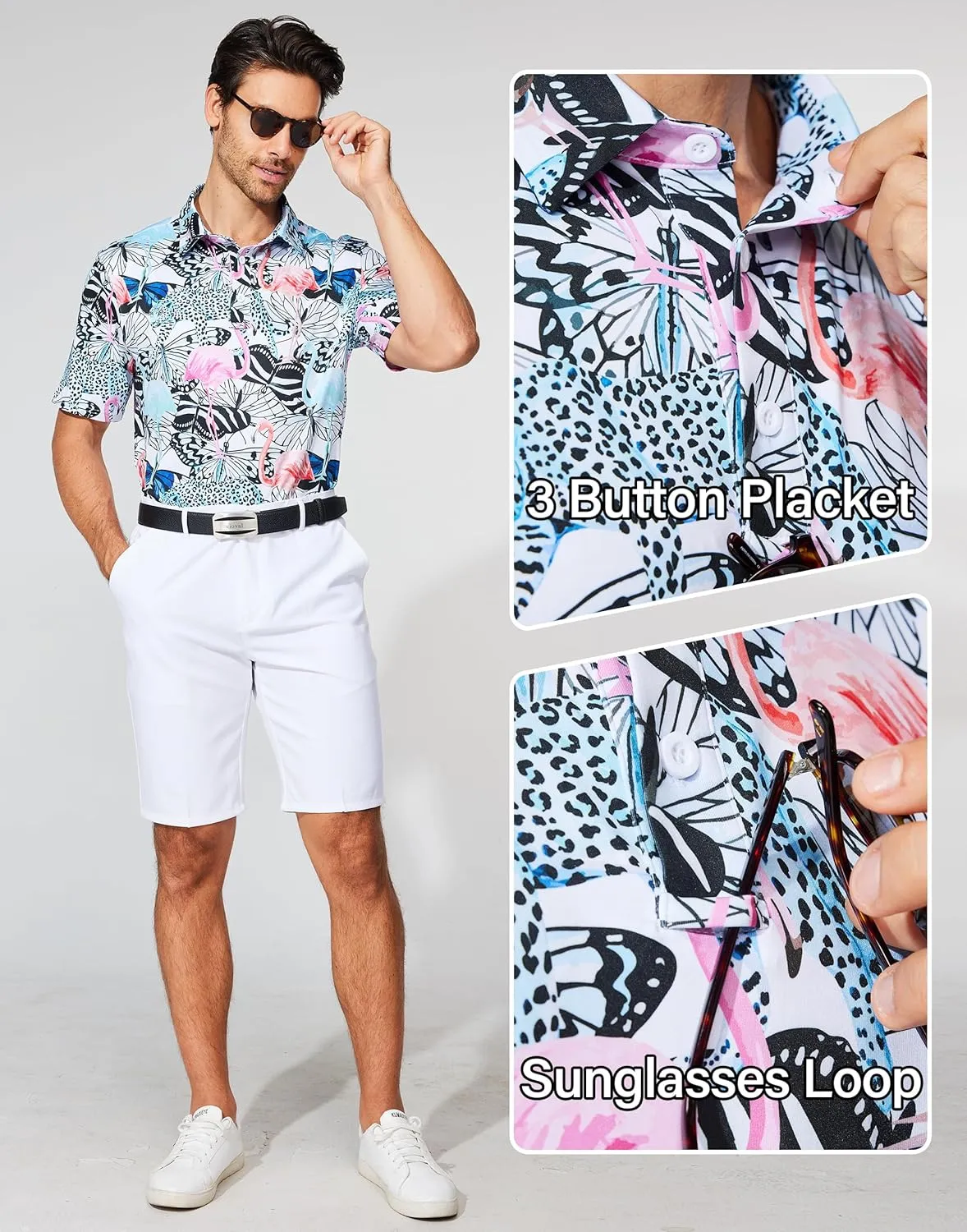 M MOTEEPI Men's Fashion Polo Shirts Short Sleeve Casual Lightweight Collar Slim Fit Golf Shirts T Shirts
