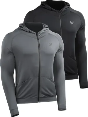 NELEUS Men's Full-Zip Athletic Jacket with Hoodies Workout Long Sleeve Fishing Hiking Performance Shirt