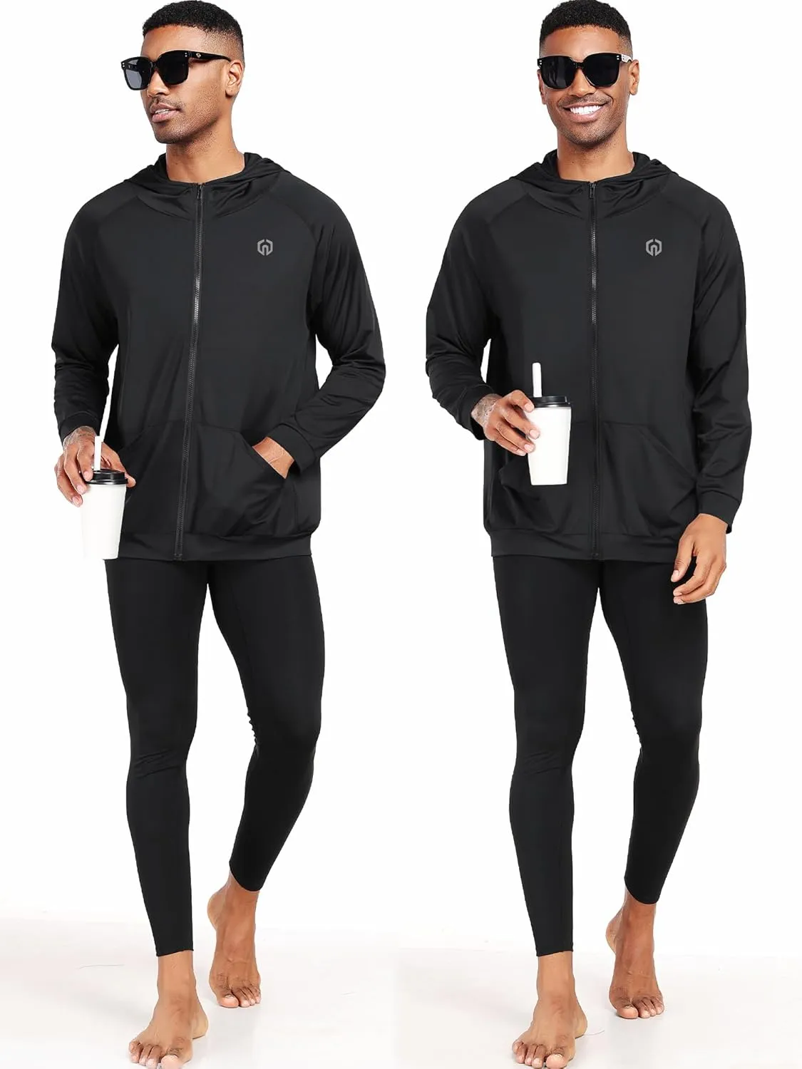 NELEUS Men's Full-Zip Athletic Jacket with Hoodies Workout Long Sleeve Fishing Hiking Performance Shirt