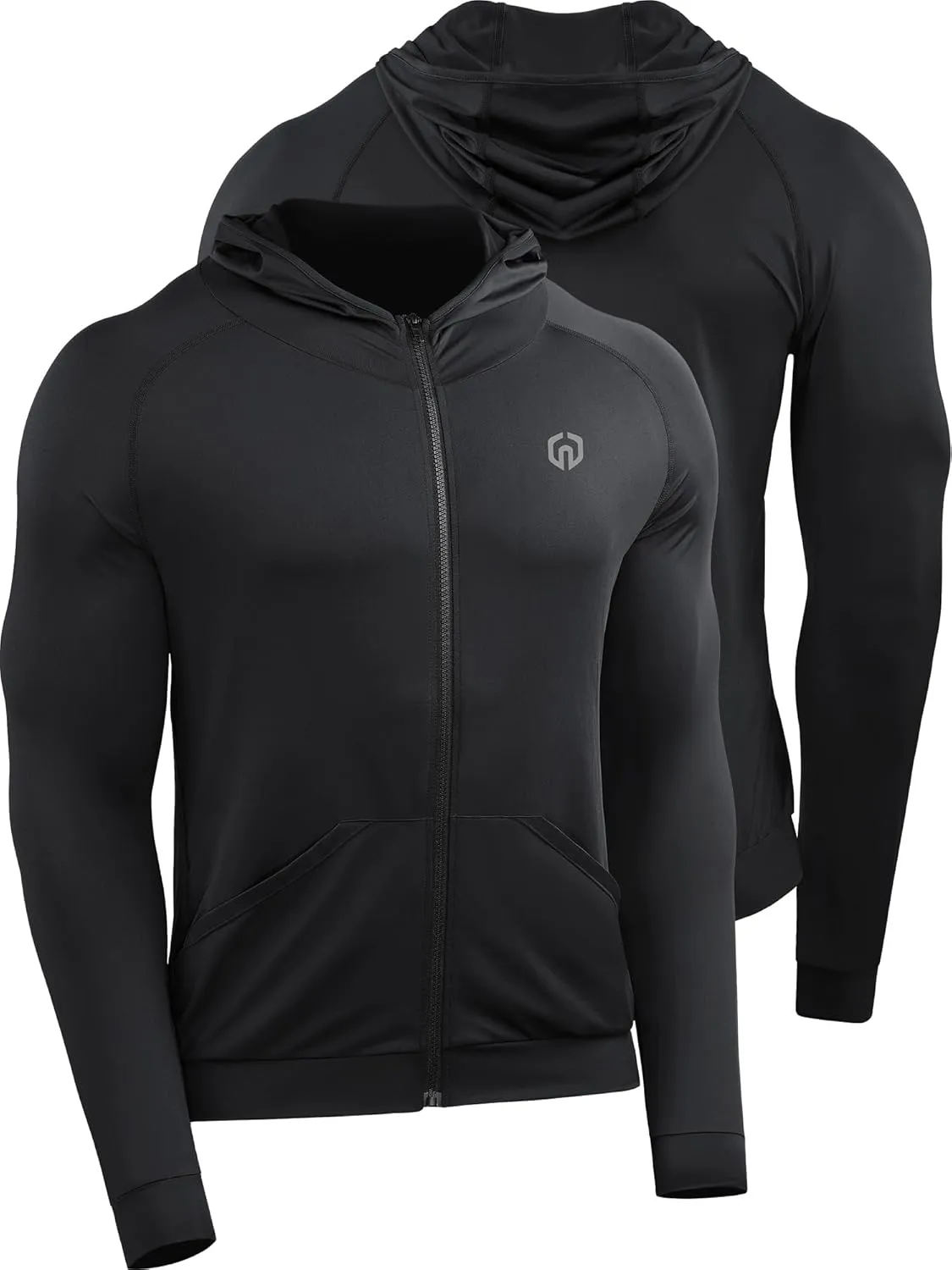 NELEUS Men's Full-Zip Athletic Jacket with Hoodies Workout Long Sleeve Fishing Hiking Performance Shirt