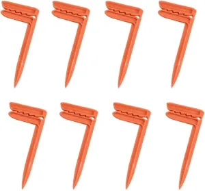 Outdoor Anchor Stakes, Beach Towel/Picnic Mat Anchor Clips Stakes, Pack of 8 (Orange)