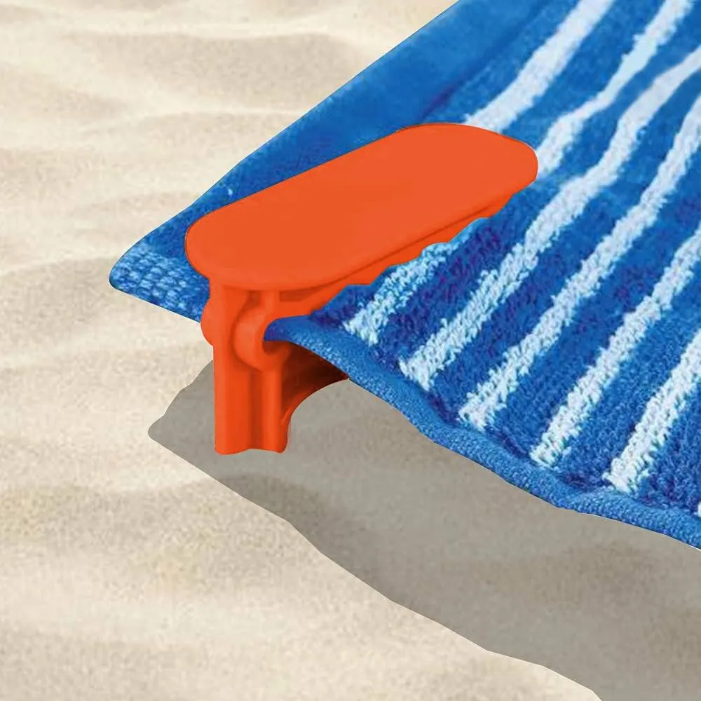 Outdoor Anchor Stakes, Beach Towel/Picnic Mat Anchor Clips Stakes, Pack of 8 (Orange)